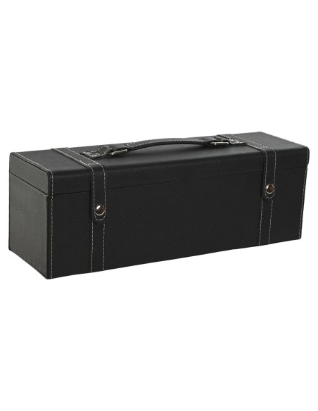 Set d'Accessoires pour Vin Home ESPRIT Noir Gris Cuir 36 x 11 x 12 cm