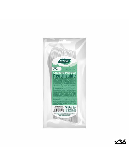 Ensemble de Cuillères Algon Réutilisable Blanc 36 Unités 16,5 cm