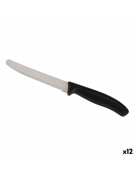 Ensemble de Couteaux Quttin Noir Argenté 6 Pièces 21,2 cm (12 Unités)