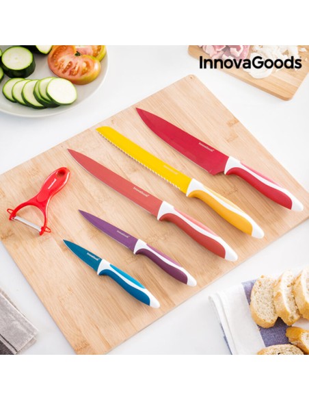 Ensemble de Couteaux en Céramique et Éplucheur Knoolvs InnovaGoods 6 Pièces