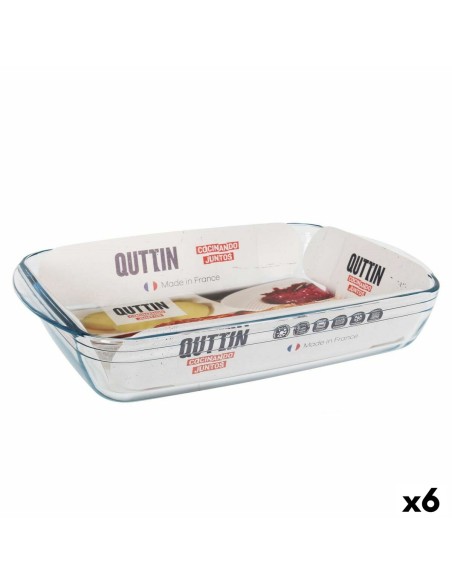 Plat de Four Quttin   Transparent verre Rectangulaire 5 L 40,2 x 26,4 x 7 cm (6 Unités)