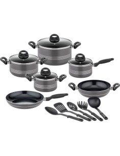 Batterie de cuisine - Induction - GSW - MILANO GREY - 15 pieces - Aluminium massif - Gris