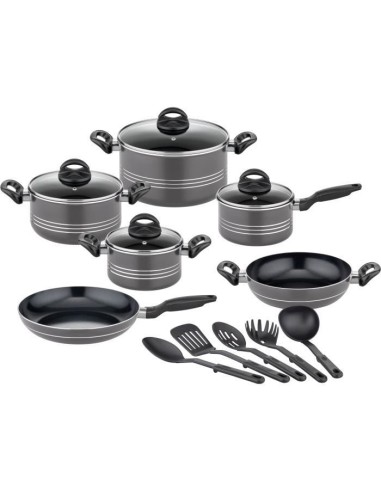Batterie de cuisine - Induction - GSW - MILANO GREY - 15 pieces - Aluminium massif - Gris – GSW (Batterie De Cuisine) | STORE PRO SHOP 