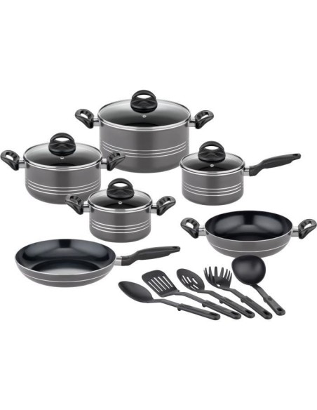 Batterie de cuisine - Induction - GSW - MILANO GREY - 15 pieces - Aluminium massif - Gris – GSW (Batterie De Cuisine) | STORE PRO SHOP 