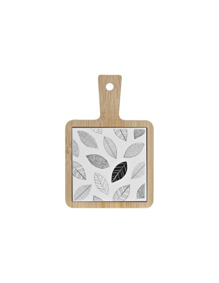 Plateau apéritif DKD Home Decor Blanc/Noir Bambou Grès Volets Cottage 18 x 12 x 1 cm