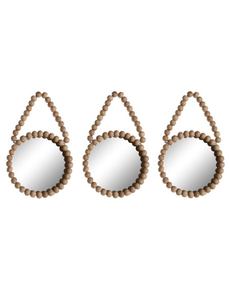 Ensemble de miroirs Home ESPRIT Naturel Bois Verre Scandi 15 x 1 x 24 cm (3 Pièces)