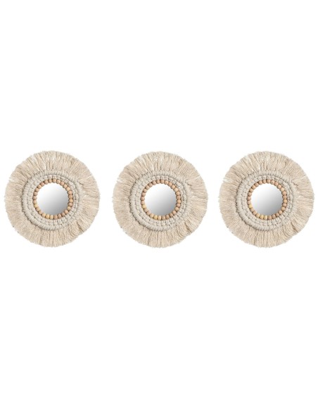 Ensemble de miroirs Home ESPRIT Blanc Verre Boho 20 x 1 x 20 cm (3 Pièces)