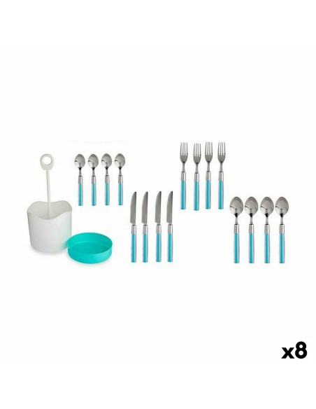 Ensemble de Couverts Bleu Acier inoxydable (8 Unités)
