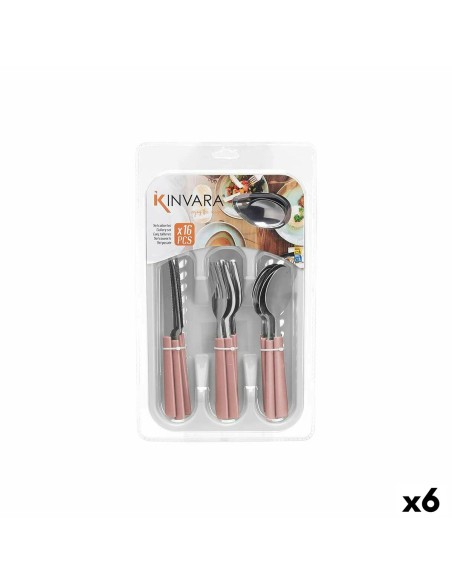 Ensemble de Couverts Acier inoxydable Plastique Rose Argenté (6 Unités)