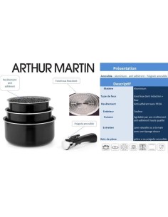 ARTHUR MARTIN Set 3 casseroles 16/18/20cm tous feux dont induction 2