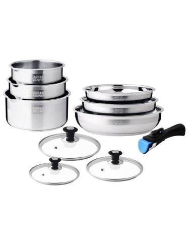 Batterie de cuisine - induction - ARTHUR MARTIN - AM0006 - acier inoxydable 18/10 - 10 pieces - poignée amovible – ARTHUR MARTIN (Batterie De Cuisine) | STORE PRO SHOP 