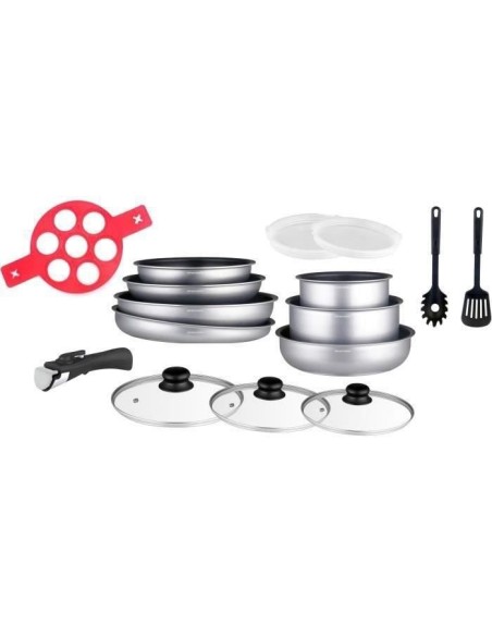 Batterie de cuisine Arthur Martin AM3950 16 pieces - Aluminium - Poignée amovible - Tous feux dont induction