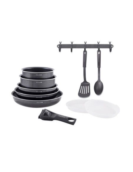 Batterie de cuisine - Tous feux dont induction - ART  CUISINE - AC1083 - Aluminium - 10 pieces - Noir