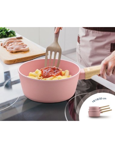 Set de 3 casseroles - Tous feux dont induction - ARTHUR MARTIN - AM0702 - Revetement céramique - Ø 16-18-20 cm - Rose – ARTHUR MARTIN (Batterie De Cuisine) | STORE PRO SHOP 