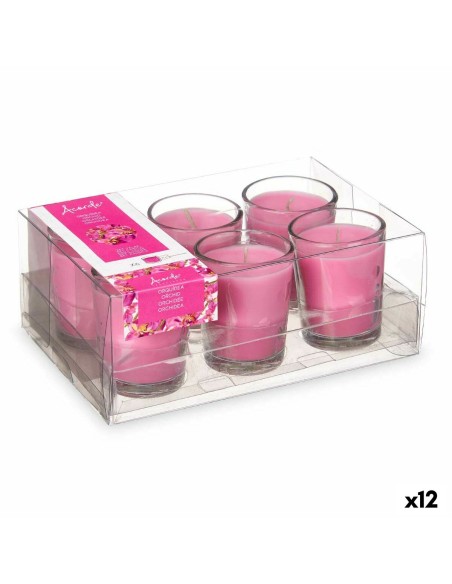 Ensemble de Bougies Parfumées 16 x 6,5 x 11 cm (12 Unités) Verre Orchidée