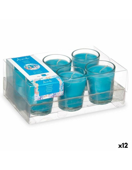 Ensemble de Bougies Parfumées 16 x 6,5 x 11 cm (12 Unités) Verre Océan