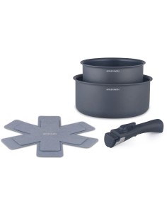 Set de 2 casseroles - Tous feux dont induction - ARTHUR MARTIN - AM2984 - Anti-adhésif - Ø 16-20 cm  Poignée amovible - Gris m