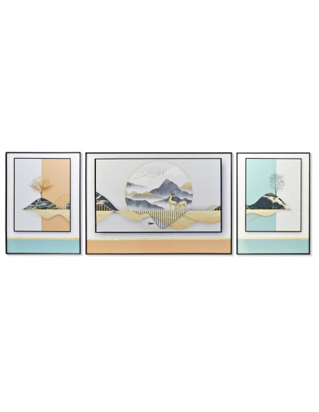 Jeu de 3 tableaux DKD Home Decor Montagne Moderne (200 x 3 x 70 cm) (3 pcs)