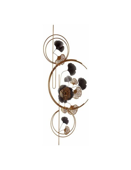 Décoration Suspendue Fleurs Murale Doré Métal Cuivre (60 x 150 x 7,5 cm)
