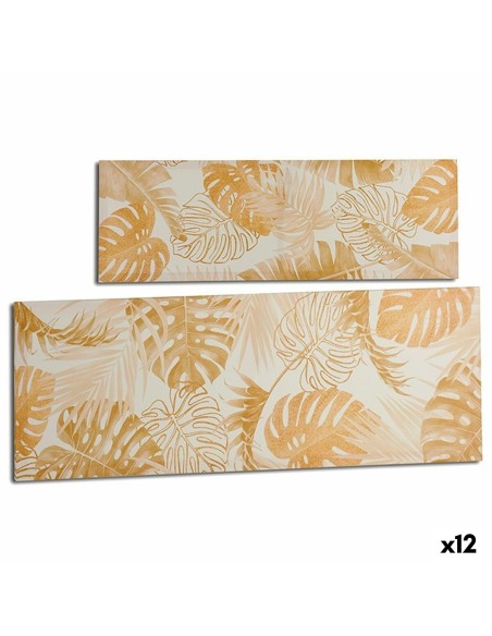 Toile Feuille d'une plante Doré 90 x 30 x 1,5 cm (12 Unités)