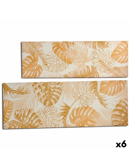 Toile Feuille d'une plante Doré 135 x 45 x 1,5 cm (6 Unités)