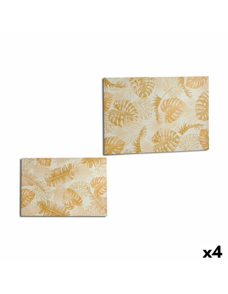 Toile Feuille d'une plante Doré 120 x 80 x 2,5 cm (4 Unités)