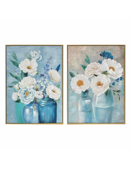 Toile DKD Home Decor 60 x 3,5 x 80 cm Vase Shabby Chic (2 Unités)