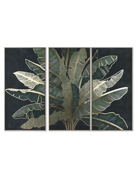 Jeu de 3 tableaux Home ESPRIT Palmiers Tropical 180 x 4 x 120 cm (3 Pièces)
