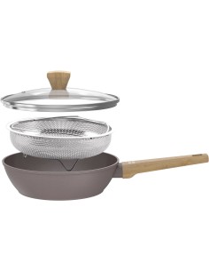 Sauteuse - Tous feux dont induction - ARTHUR MARTIN - AM9910 - Revetement céramique - Ø 24 cm - Couvercle et panier inox - Tau