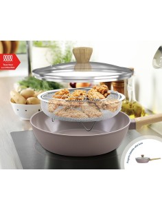 Sauteuse - Tous feux dont induction - ARTHUR MARTIN - AM9910 - Revetement céramique - Ø 24 cm - Couvercle et panier inox - Tau 2