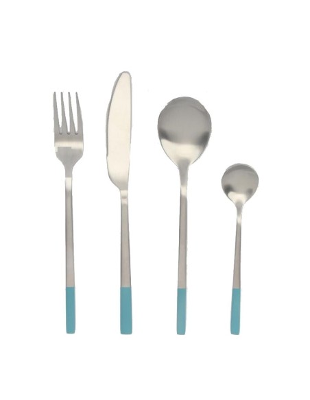 Couverts DKD Home Decor Bleu Argenté Acier inoxydable 16 Pièces