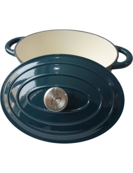Cocotte BAUMALU 30 cm - Forme ovale - Bleu vert
