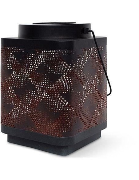 Lanterne solaire - GARDEN ID Attract - Orange 11 x 11 h15 cm - 6 a 8h autonomie - Mobile - Bouton on/off.