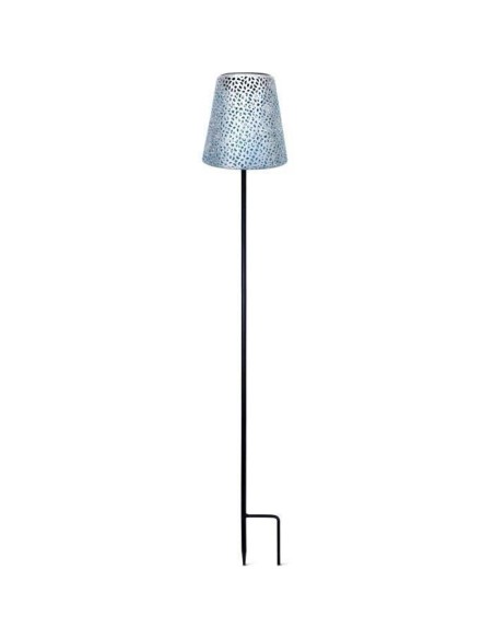 Lampe solaire - GARDEN ID Argent - Ø12 h70 cm - Autonomie 6-8h - Pied stabilisateur - Bouton on/off - Pile AAA.