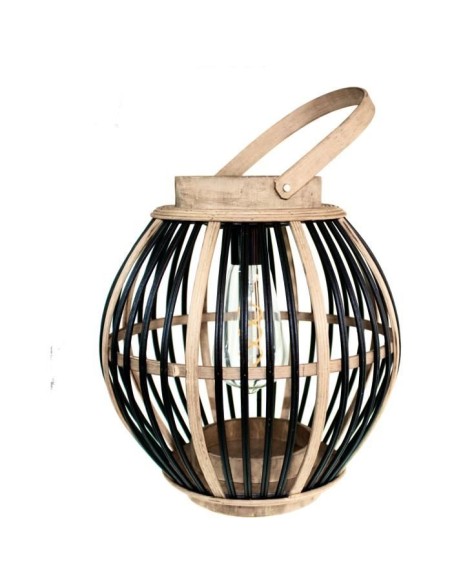 Lampe solaire en bambou - Olivie - Noir
