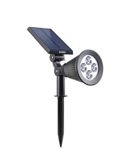 LUMISKY Spot solaire extérieur étanche - 4 LEDs blanches - 200 Lm - Tete pivotante a 90C