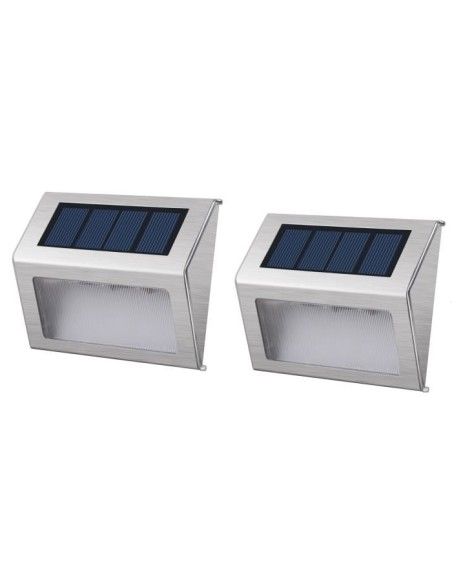 LUMISKY Pack de 2 Spots solaires mural extérieur étanches - 3 LEDs