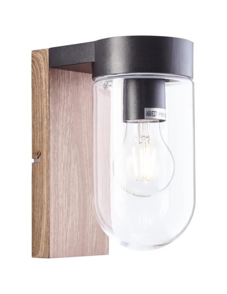Applique extérieure CABAR - BRILLIANT - bois foncé/noir - métal/verre E27 1x40W