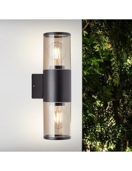 Applique extérieure SERGIORO - BRILLIANT - noir depoli - 2xE27 20W - aluminium/plastique - IP44