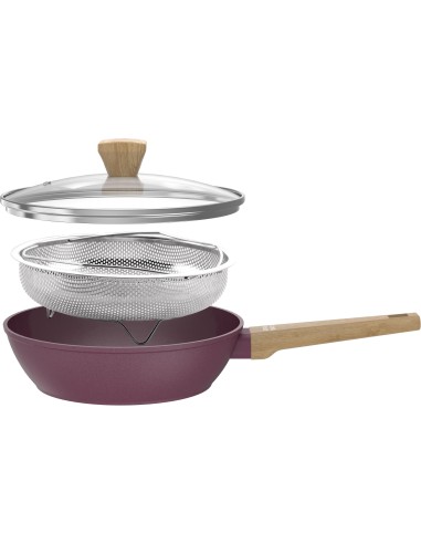 Sauteuse - Tous feux dont induction - ARTHUR MARTIN - AM3056 - Revetement céramique - Ø 24 cm - Couvercle et panier inox - Pru – ARTHUR MARTIN (Batterie De Cuisine) | STORE PRO SHOP 