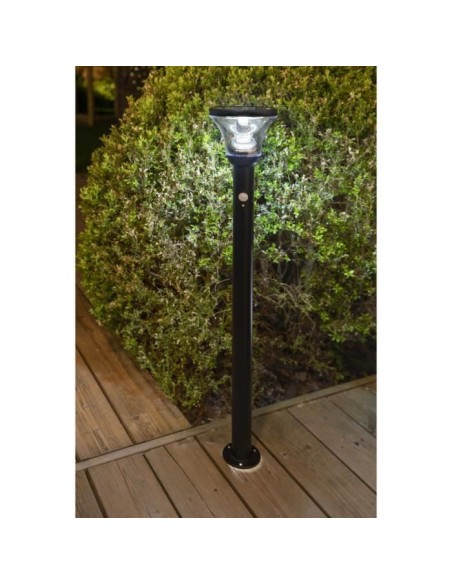 Lampadaire solaire - GALIX - G4595C - Tres éclairant - Inox avec détecteur - H93 cm - 1000 Lumens