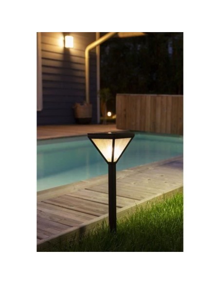 Balise solaire inox diffuseur verre perlé 25 lumens blanc chaud