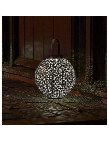 Lanterne solaire - SMART GARDEN - Damasque en métal ajouré - Bronze - Énergie solaire - Ambiance orientale