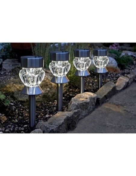 Pack de 4 balises solaires verre Crystal - SMART GARDEN