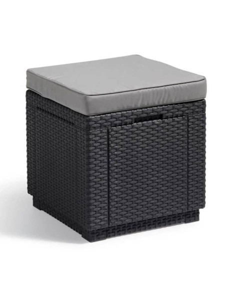 Table-pouf de jardin Keter - ALLIBERT by KETER - Cube avec coussin - Gris graphite - 47,1 L