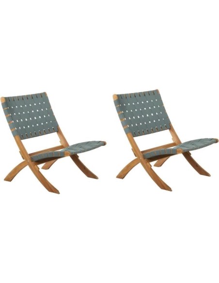 Lot de 2 fauteuils de jardin VERONE en bois d'acacia FSC et corde - coloris vert