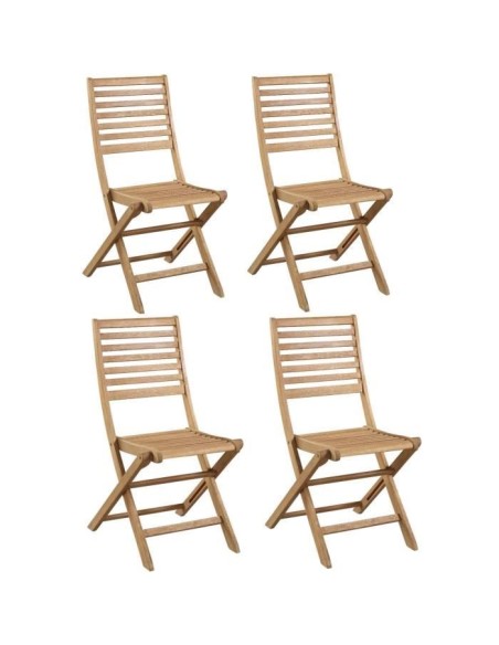Lot de 4 chaises de jardin pliantes en Acacia FSC - 47 x 57,5 x H.89,5 cm