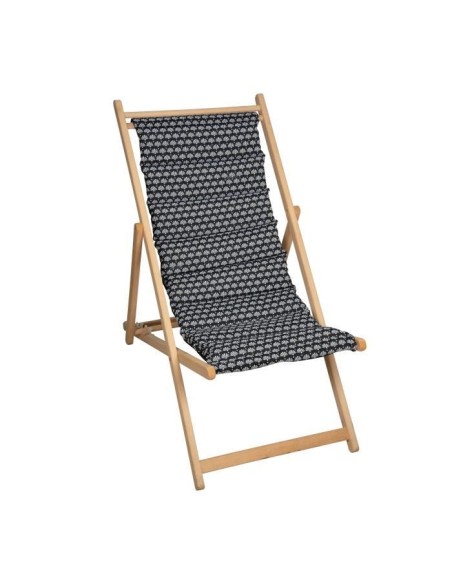 JARDIN PRIVE Chilienne matelassée Helsinki - Toile amovible - Structure en bois massif - Noir et blanc