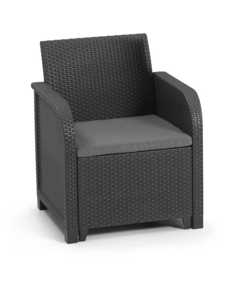 Fauteuil de jardin avec coussin - en résine - Allibert by KETER - SanRemo - Gris graphite