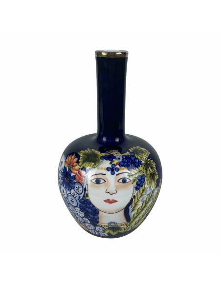 Vase DKD Home Decor Visage Porcelaine Bleu Multicouleur 17 x 17 x 30 cm